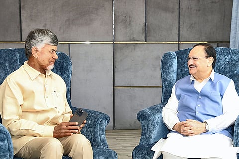 N Chandrababu Naidu meets JP Nadda
